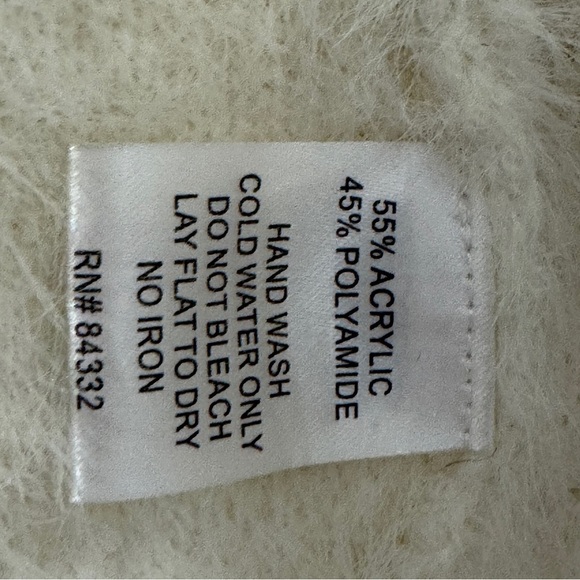 Vintage Sisters White Fuzzy Cardigan Size S Open Front Cozy - Picture 4 of 5
